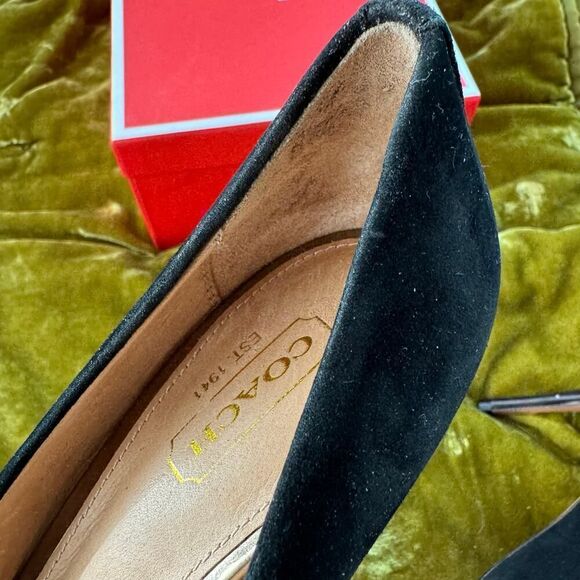 Coach Nala Kid Suede Black & Tortoiseshell  Stiletto Heels NWT size 6.5 - Picture 7 of 10